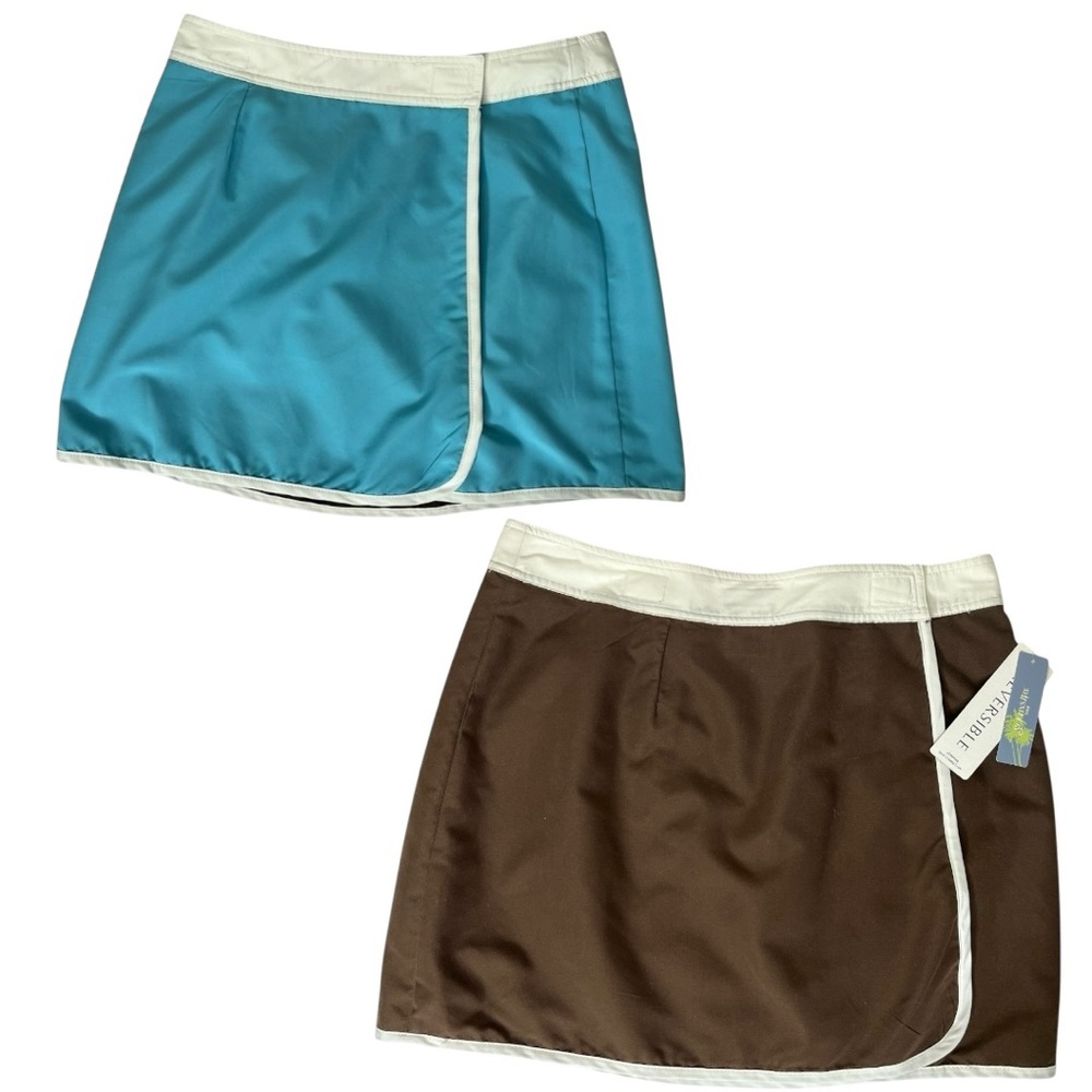 St. John's Bay REVERSIBLE Brown Aqua Swim Skirt Cover‎ Up Womens Medium